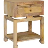 * Maddison Natural Wood Side Table With Drawer Clearance Discount