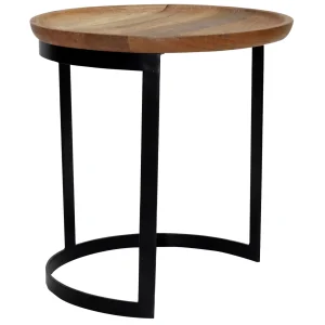 * Mango Wood Top Side Table With Metal Base, Small Gift Selection Flash Sale