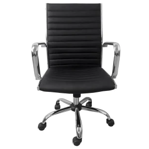 * Maxwell Adjustable Faux Leather Office Chair, Black Flash Sale Cheap