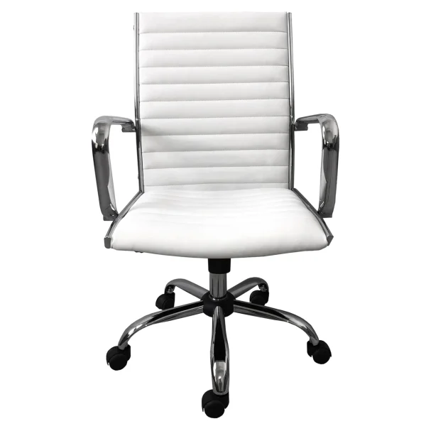 * Maxwell Adjustable Faux Leather Office Chair, White Low Price Cheap