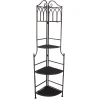 * Metal Corner Rack With Brown Decorative Arch & Folding Wood-Top Shelves, 63 Online Discount Fashion