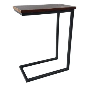 * Metal C-Table With Wooden Top, Black Promotion Best