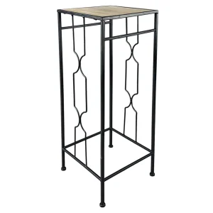 * Metal Plant Stand With Wood Top Black, Large Promotion Cheap