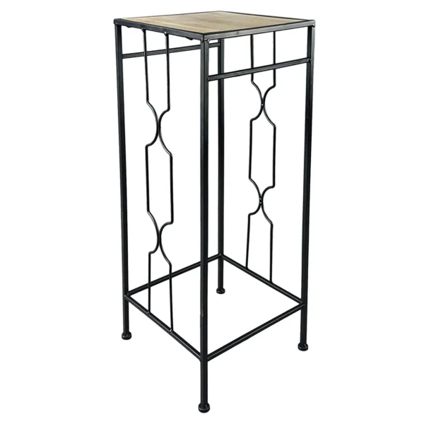 * Metal Plant Stand With Wood Top Black, Large Promotion Cheap