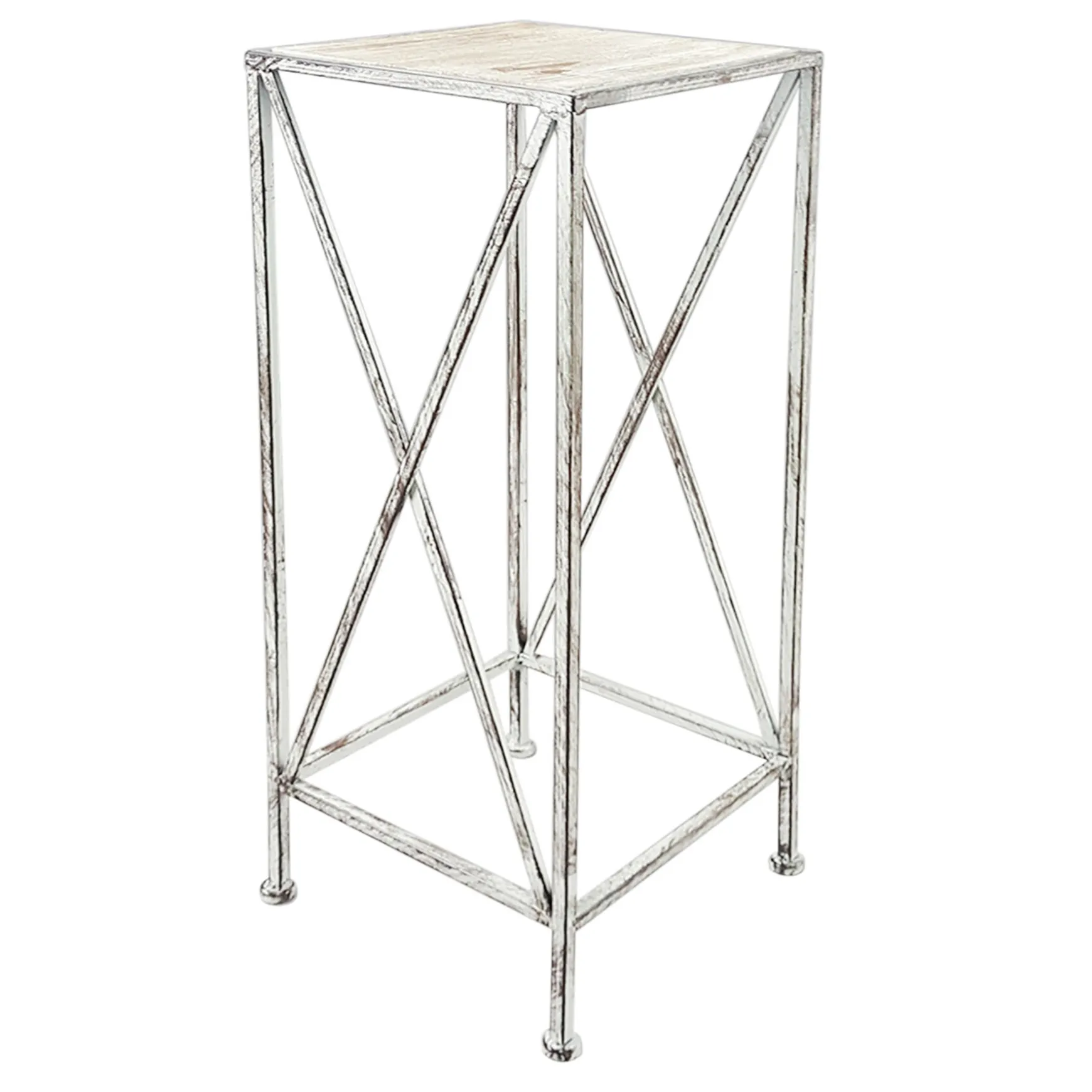 * Metal Plant Stand With Wood Top Grey, Medium Opening Sales Online