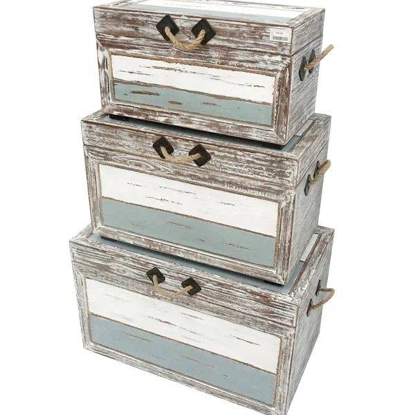 * Nantucket Weathered Wood Decorative Storage Trunk, Medium Fashion Online