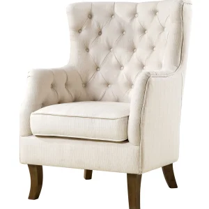 * Norfolk Cream Linen Tufted High Back Arm Chair Promotion Flash Sale