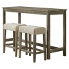 * Oak Lawn Light Grey 3-Piece Sofa Table Set With Ivory Upholstered Counter Stools, 42 Cheaper Fashion