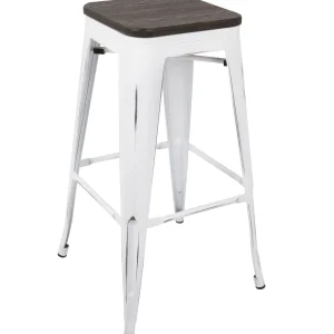 * Oregon Vintage White Industrial Backless Barstool, 30 Opening Sales Cheap