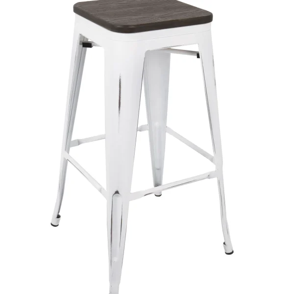 * Oregon Vintage White Industrial Backless Barstool, 30 Opening Sales Cheap