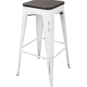 * Oregon Vintage White Industrial Backless Barstool, 30 Opening Sales Cheap