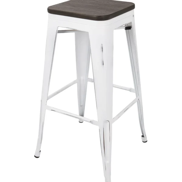 * Oregon Vintage White Industrial Backless Barstool, 30 Opening Sales Cheap