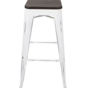 * Oregon Vintage White Industrial Backless Barstool, 30 Opening Sales Cheap