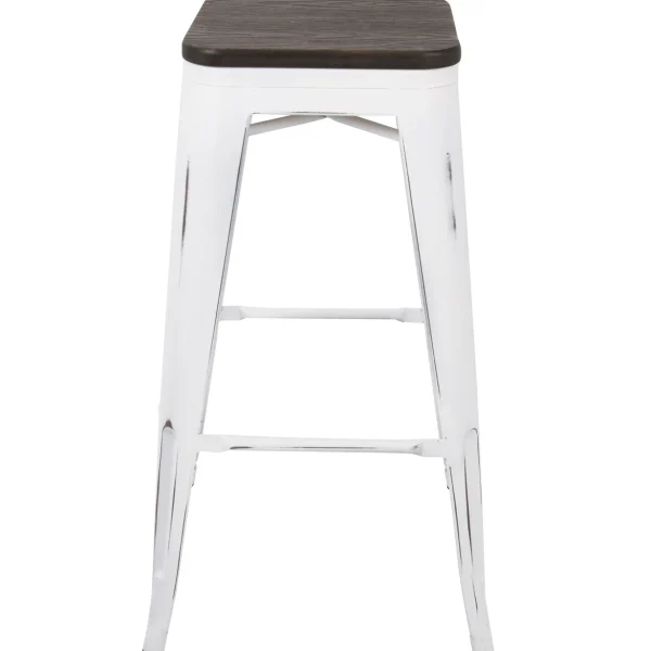* Oregon Vintage White Industrial Backless Barstool, 30 Opening Sales Cheap