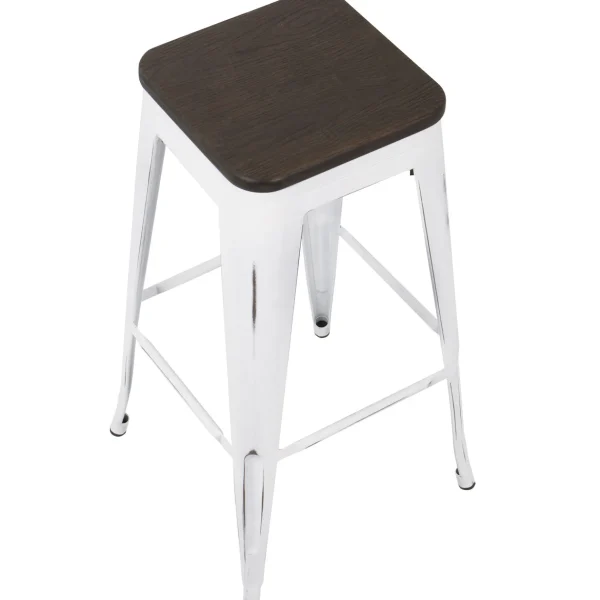 * Oregon Vintage White Industrial Backless Barstool, 30 Opening Sales Cheap