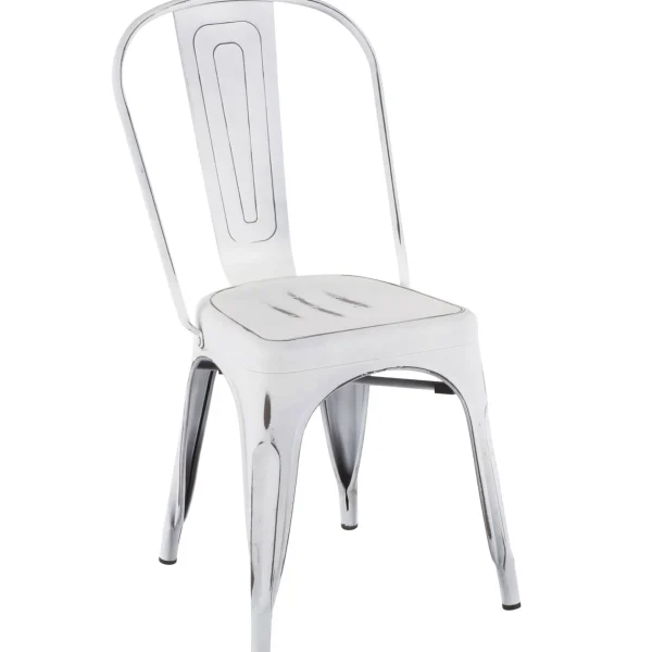 * Oregon Vintage White Metal Dining Chair Opening Sales Best Sale
