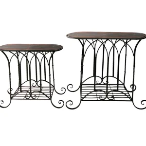 * Oval Wood Top Gothic Table With Brown Arch Decorative Metal, Large Exquisite Gifts Sale
