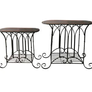 * Oval Wood Top Gothic Table With Brown Arch Decorative Metal, Small Good Quality Sale