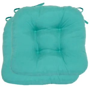 * 2-Pack Turquoise Microsuede Chair Pads Cheaper Fashion