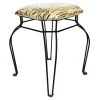 * Paris Post Matte Black Wire Vanity Stool/Taupe Printed Fabric Seat Gift Selection Sale