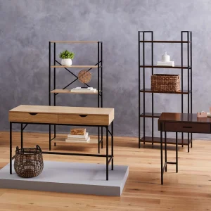 * Parkview 5 Tier Metal & Wood Veneer Bookshelf Opening Sales Store