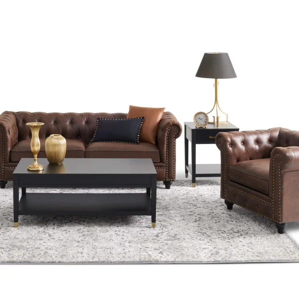 * Providence Chesterfield Brown Faux Leather Tufted Sofa, 79 Opening Sales Online