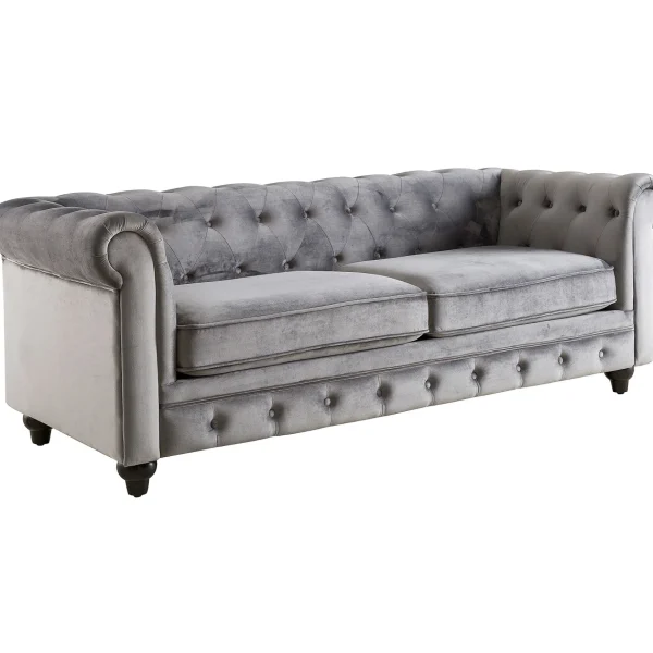 * Providence Chesterfield Grey Velvet Tufted Sofa, 79 Promotion Hot