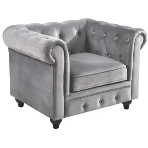 * Providence Chesterfield Tufted Grey Velvet Rolled Arm Chair Discount Online Best