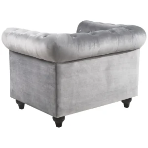 * Providence Chesterfield Tufted Grey Velvet Rolled Arm Chair Discount Online Best