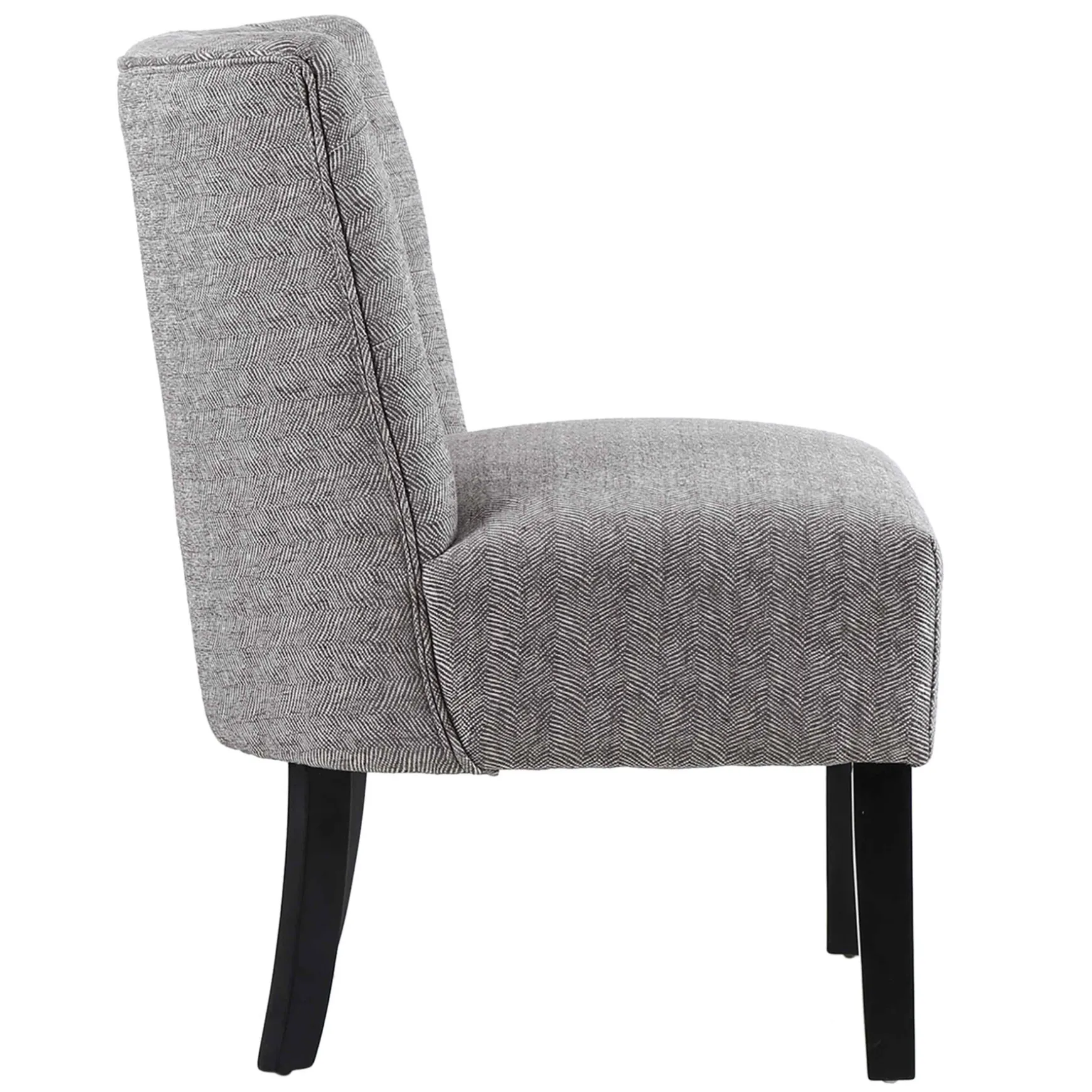 * Rich Dark Grey Tufted Armless Accent Chair With Performance Fabric Opening Sales New