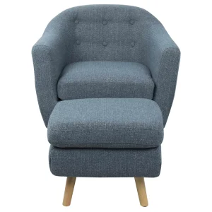 * Rockwell Accent Chair & Ottoman Set, Blue Bargain Sale Store