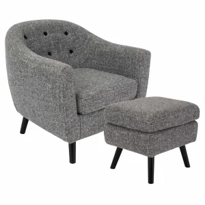 * Rockwell Accent Chair & Ottoman Set, Salt & Pepper Opening Sales Fashion