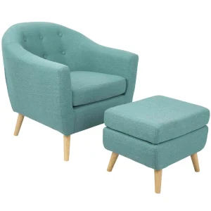 * Rockwell Accent Chair & Ottoman Set, Teal Clearance Cheap