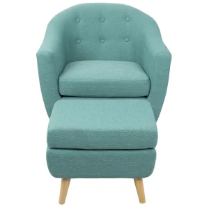 * Rockwell Accent Chair & Ottoman Set, Teal Clearance Cheap