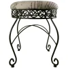 * Round Metal Scroll Vanity Stool With French Script Cushion Flash Sale Store