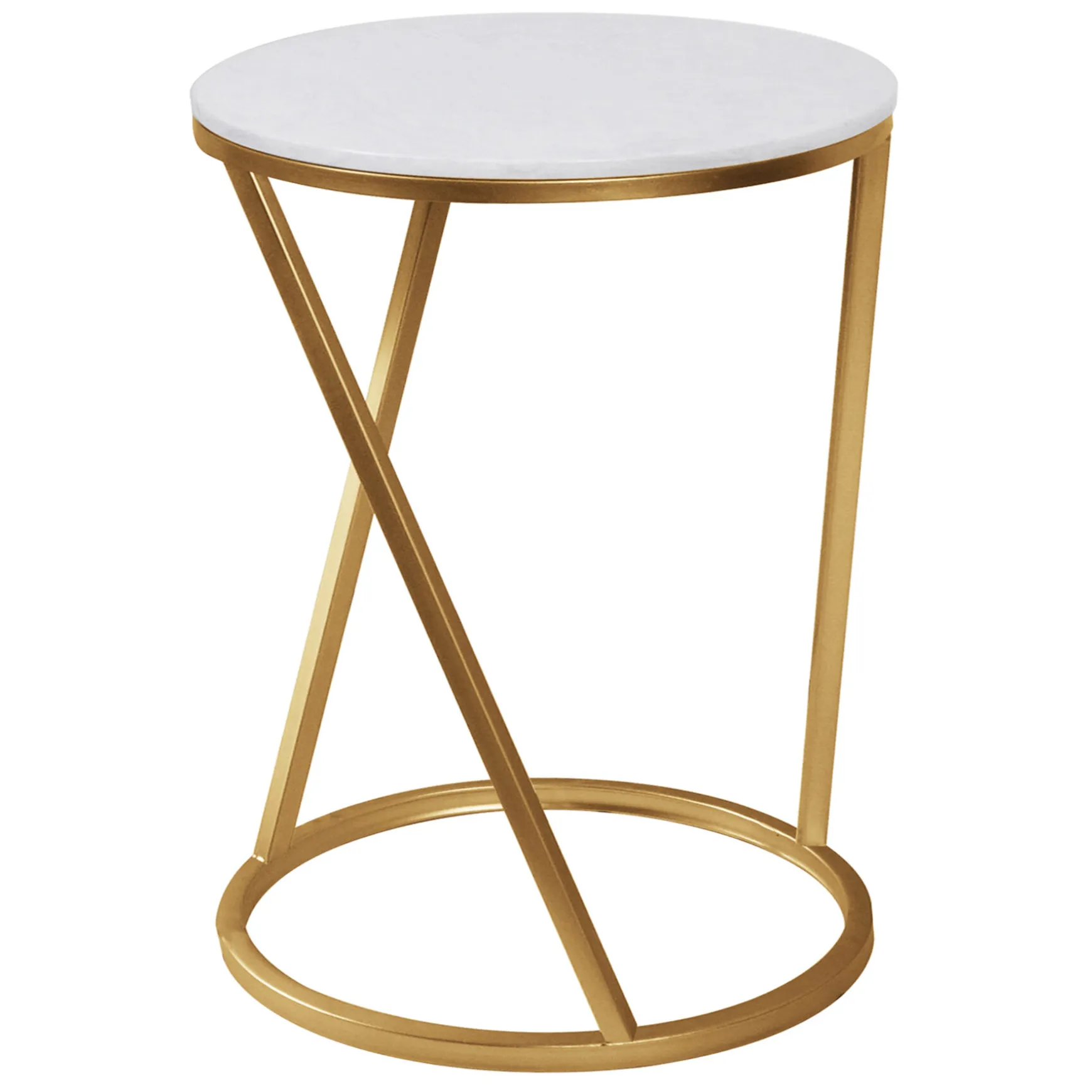 * Round Quartz Top Accent Table With Gold Metal Base, Small Exquisite Gifts Best Sale