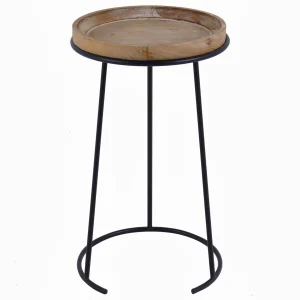 * Round Wood-Top Metal C-Table Clearance Best Sale