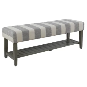 * Roxbury Grey Striped Bench Outlet Sale