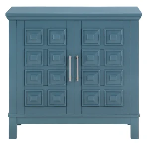 * Sadie 2-Drawer Geometric Cabinet, Turquoise Clearance New