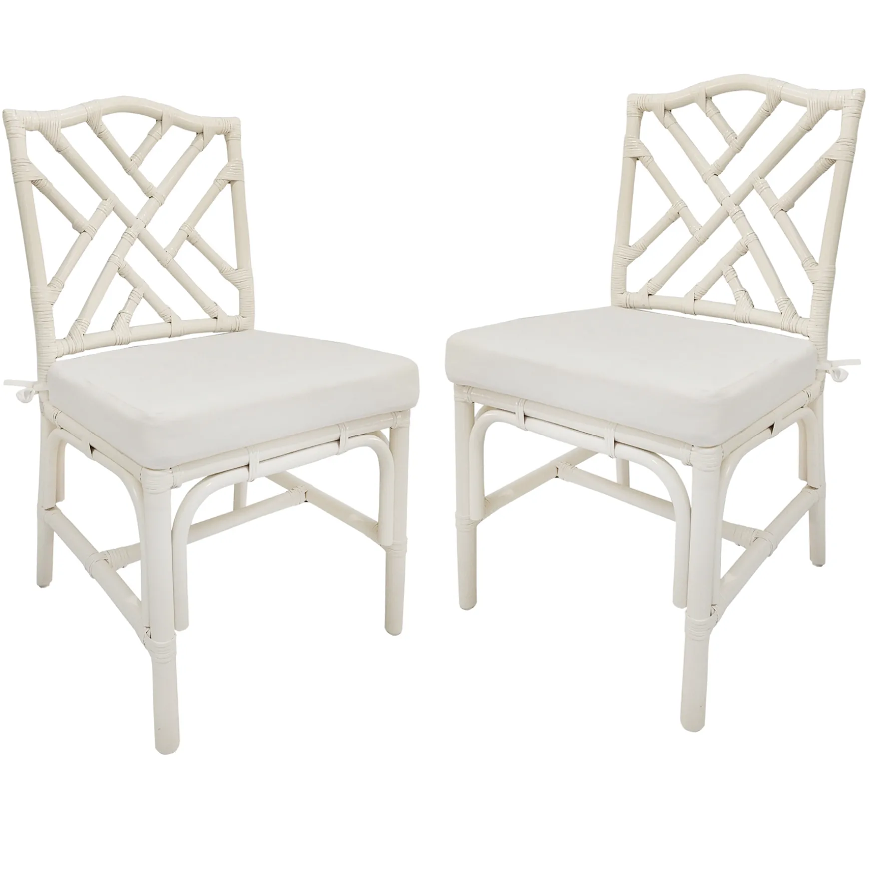 * Set Of 2 Grace Mitchell Dana White Rattan Dining Chair Gift Selection New