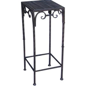 * Square Wood Top Plant Stand With Brown Twist Metal Leg, Large Discount Online Flash Sale