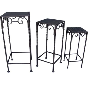 * Square Wood Top Plant Stand With Brown Twist Metal Leg, Large Discount Online Flash Sale