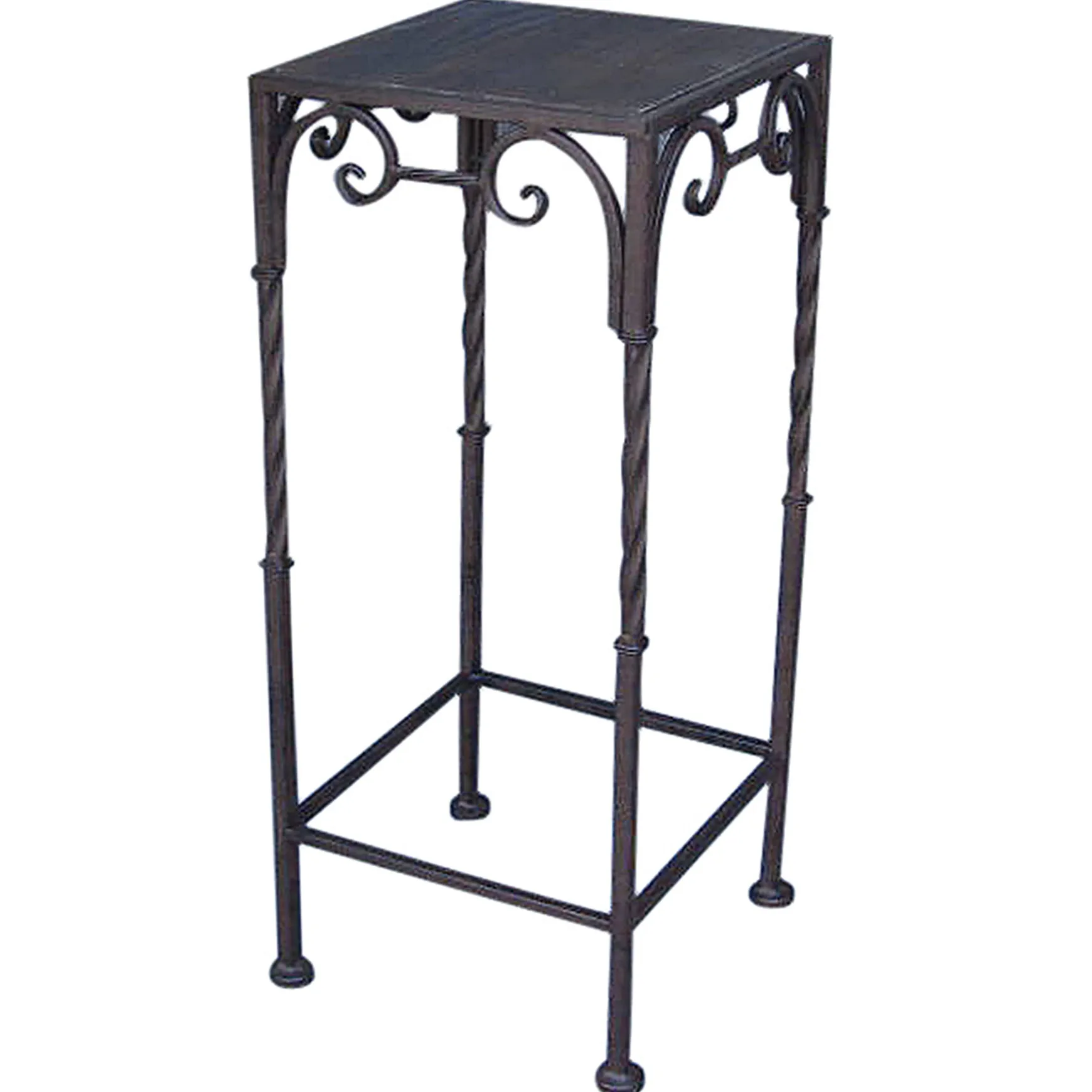 * Square Wood Top Plant Stand With Brown Twist Metal Leg, Medium Online Discount Shop