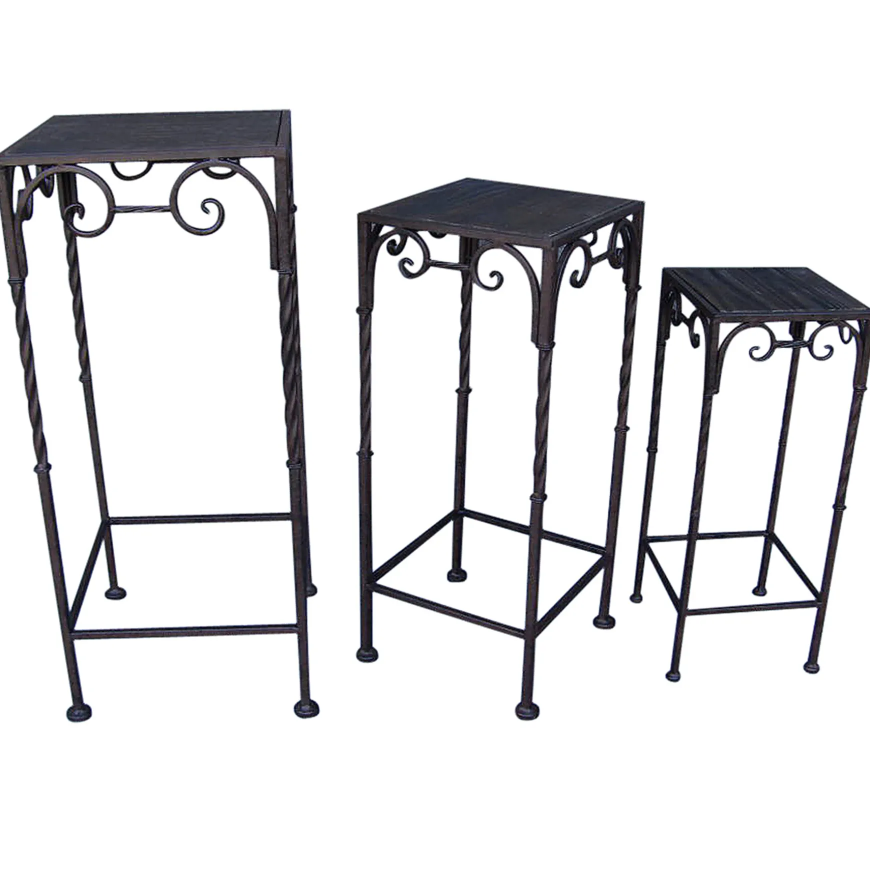 * Square Wood Top Plant Stand With Brown Twist Metal Leg, Medium Online Discount Shop