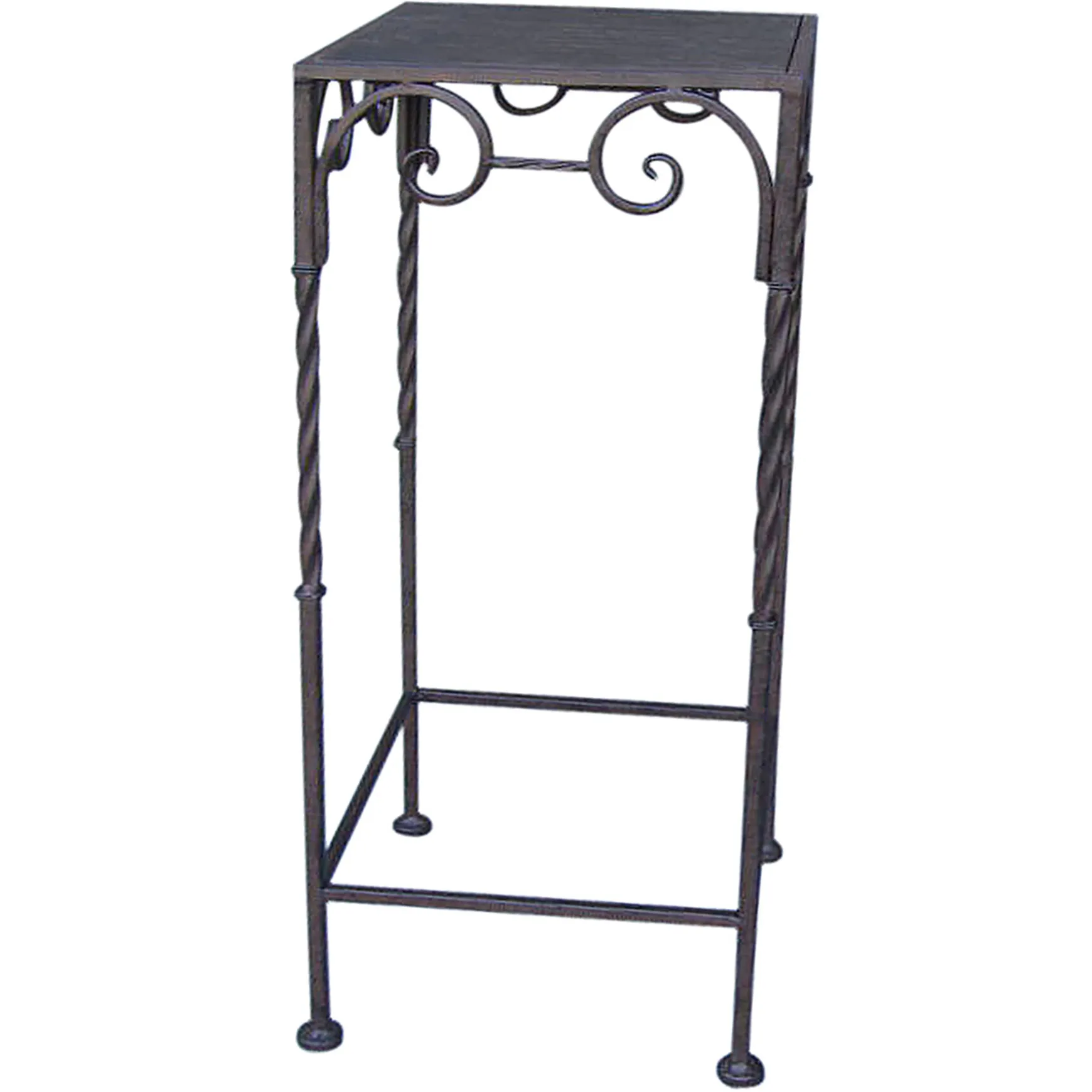 * Square Wood Top Plant Stand With Brown Twist Metal Leg, Small Gift Selection Clearance