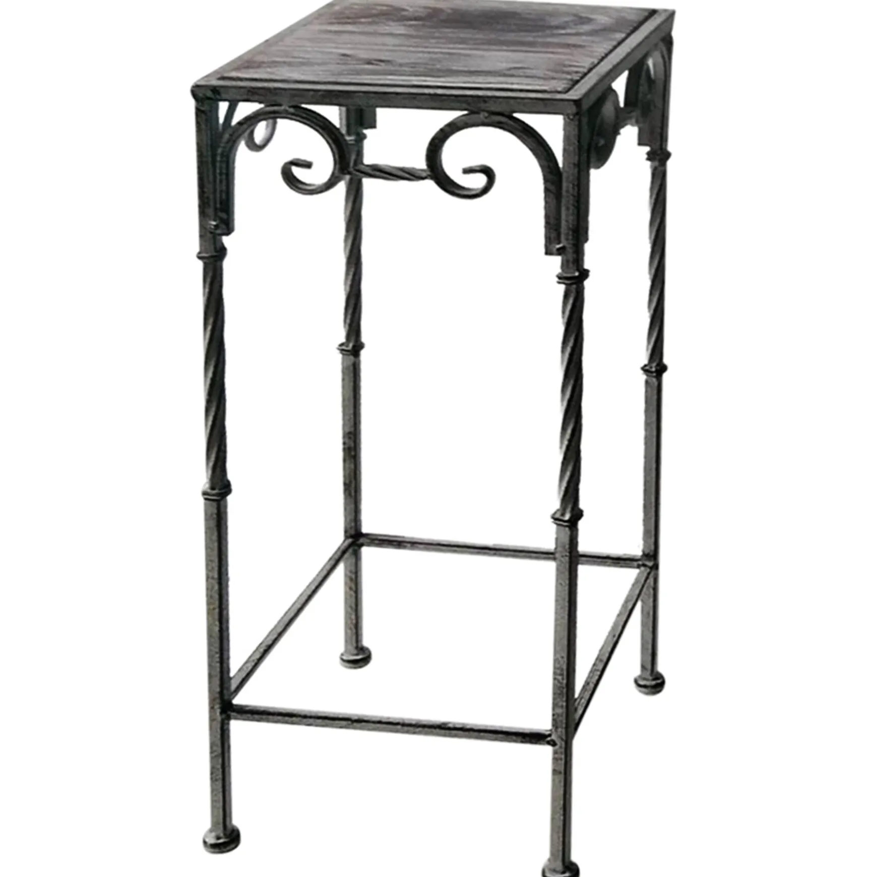 * Square Wood Top Plant Stand With Rustic Twist Metal Leg, Large Clearance Online
