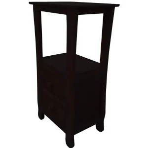* Theodore Dark Brown 2-Drawer Thick Leg Accent Table, 29.5 Less Expensive New