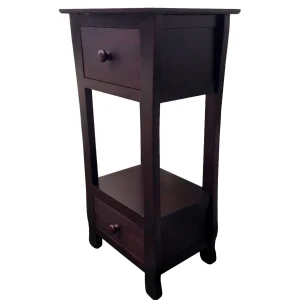 * Theodore 2-Drawer Thick Leg End Table, Brown Less Expensive Online