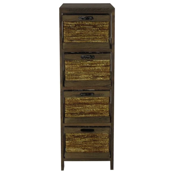 * 4-Tier Brown Wooden Shelf With Maize Drawers Discount Online Store