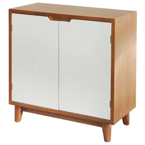 * Two-Tone Brown & White 2-Door Wooden Cabinet Clearance Outlet